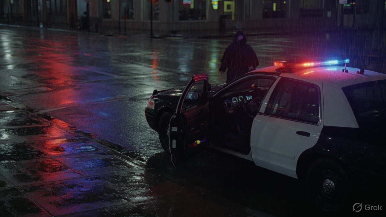 LSPD cruiser in the rain